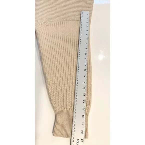 ACNE STUDIOS Sweater Women M Beige Wool Oversized Zip-Sides Ribbed Cropped”Jave”